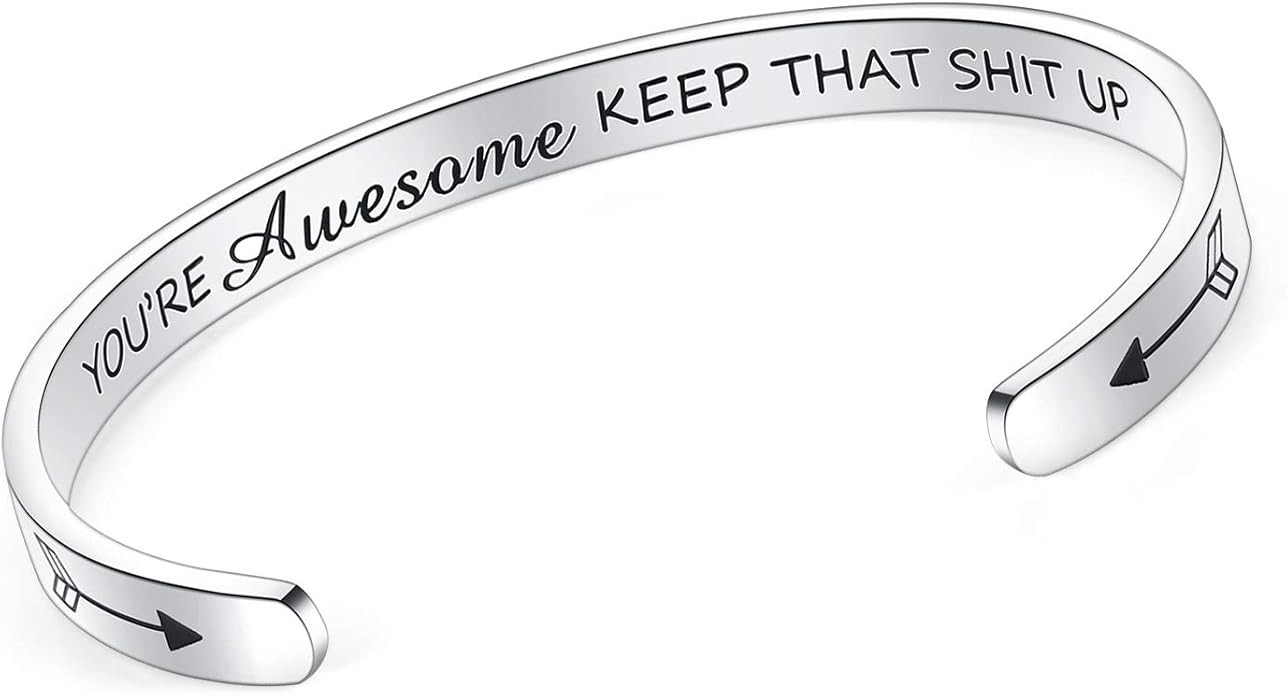 BESTTERN Inspirational Bracelet Cuff Bangle Best Friend Sister Gift Mantra Quote Stainless Steel ... | Amazon (US)
