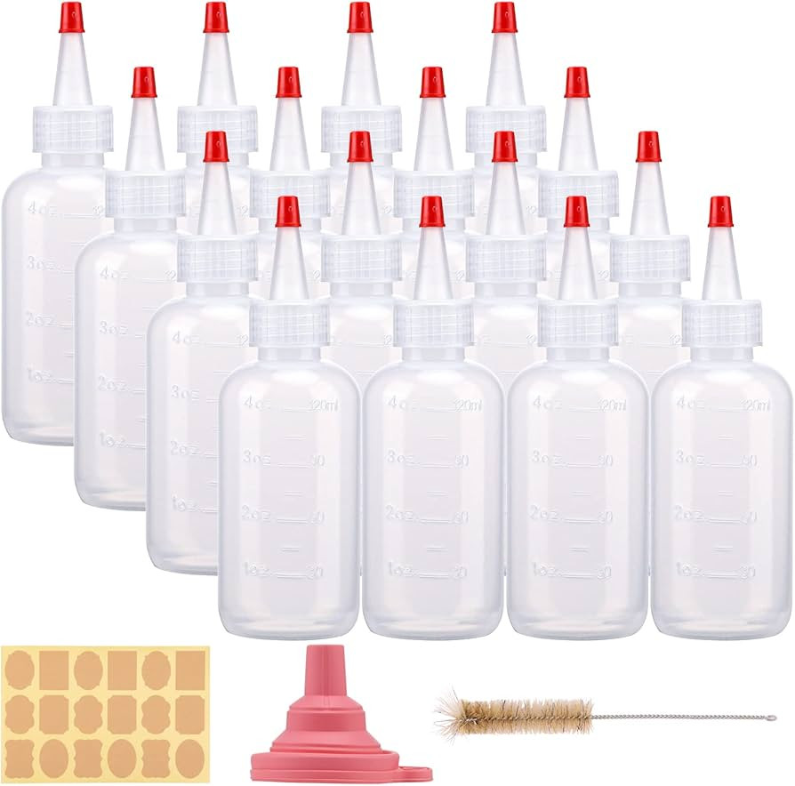 CUCUMI 16pcs 4oz Plastic Squeeze Bottles, with Red Tip Caps and Measurement, with Extra 1 Funnel,... | Amazon (US)