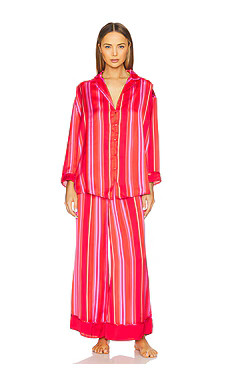 Free People x Intimately FP Dreamy Days Pajama Set in Berry Combo from Revolve.com | Revolve Clothing (Global)