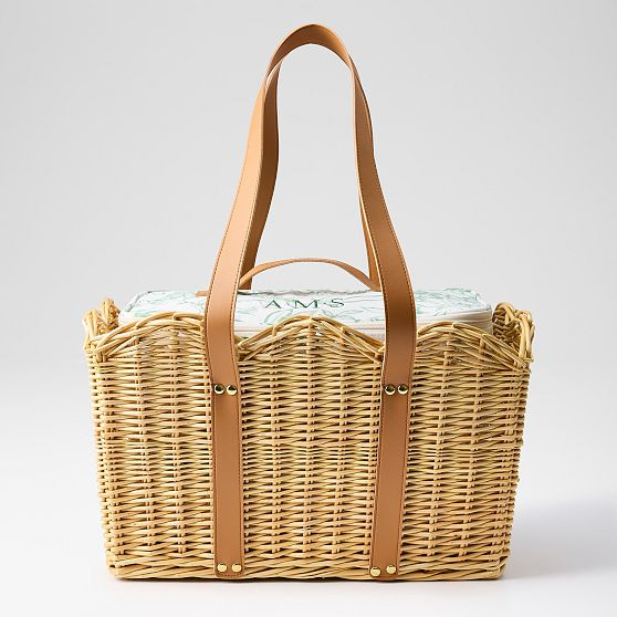 Sanderson Scalloped Wicker Insulated Picnic Basket | Mark and Graham