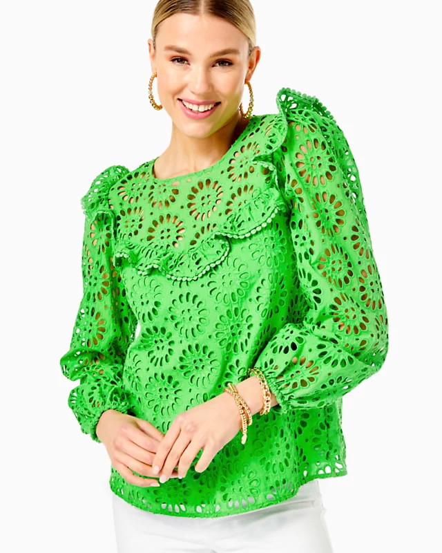Caroline Eyelet Top | Lilly Pulitzer | Lilly Pulitzer
