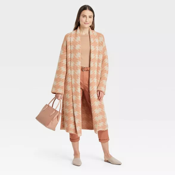 Women's Houndstooth Open-Front Sweater Cardigan - A New Day™ | Target