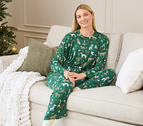 Holiday Dogs Adult Relaxed Fit Crew Pajama Set | Pottery Barn Kids