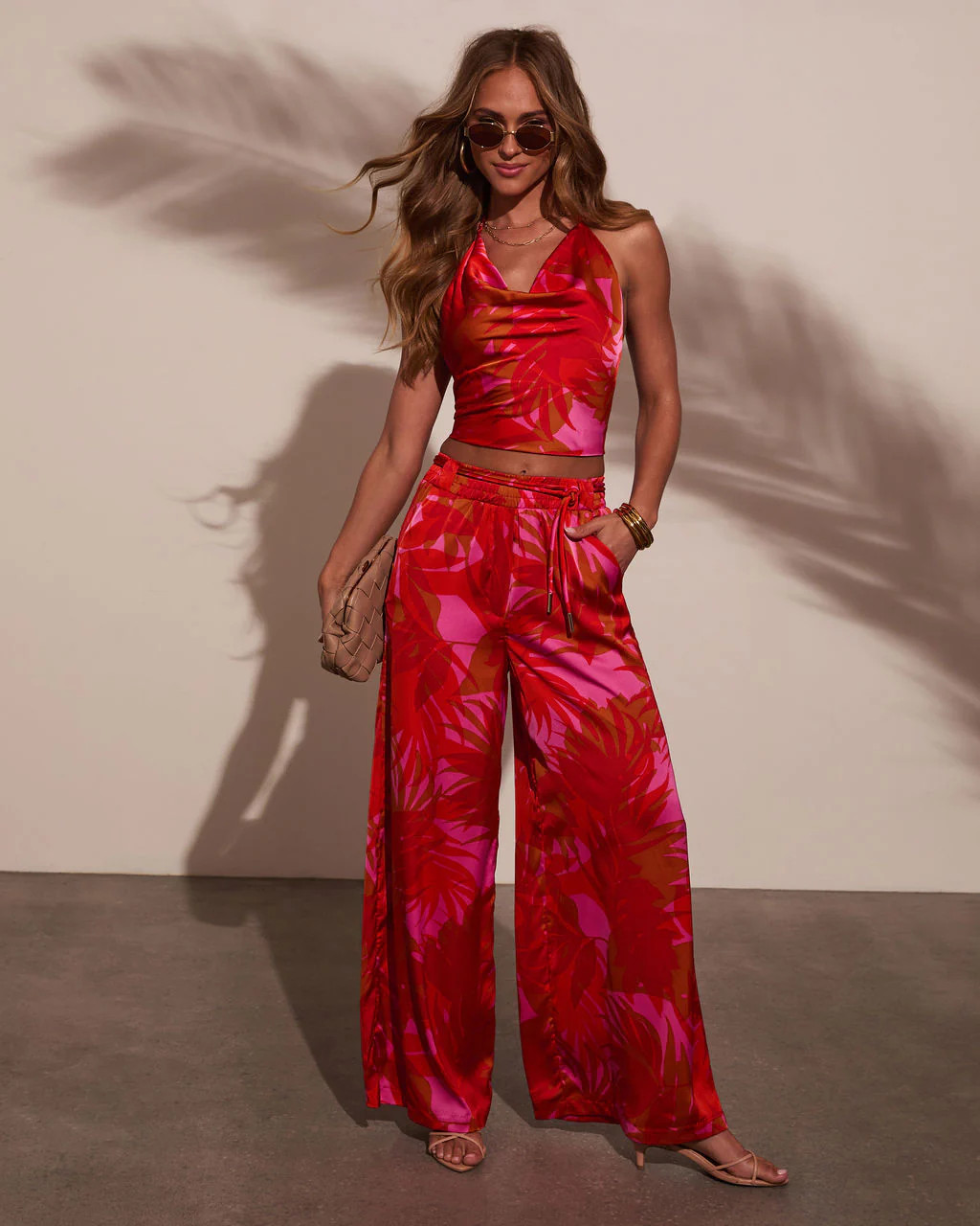 Sunset Sangria Tropical Halter Blouse | VICI