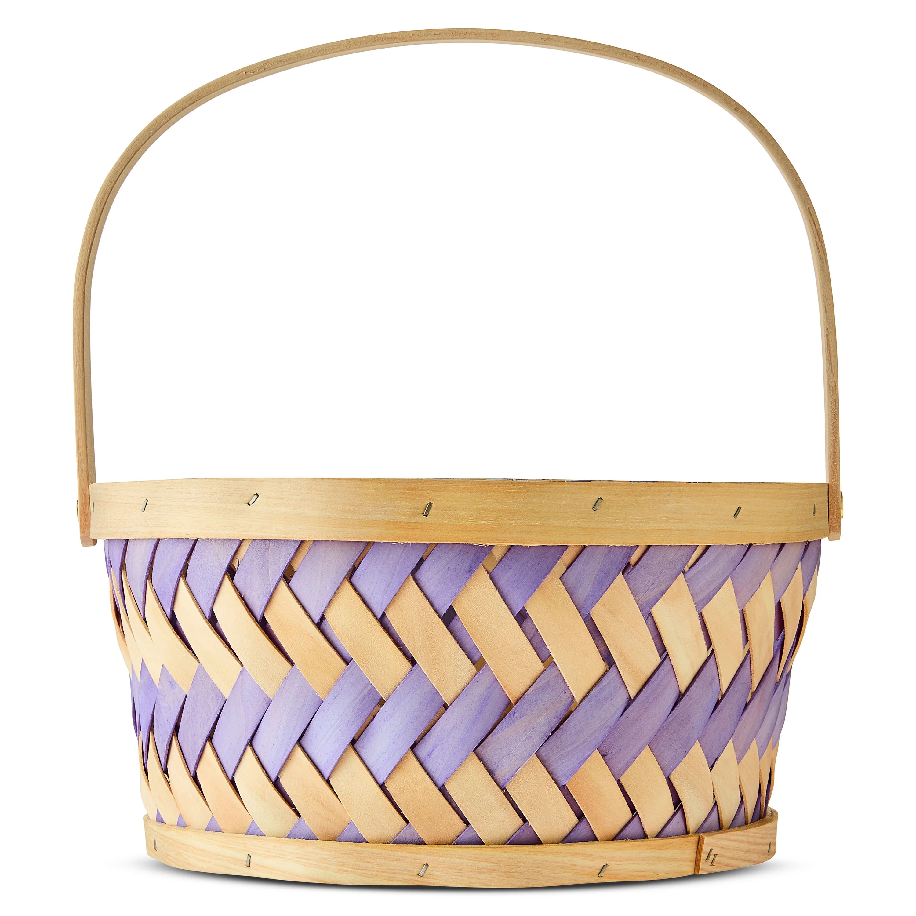 Round Woven Woodchip Basket, Brown and Purple, 10.25" x 5", Easter by Way To Celebrate | Walmart (US)