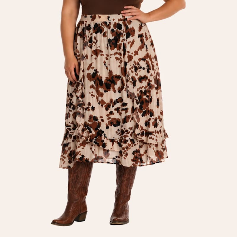 Rockin' C Women's Cow Print Midi Skirt - Plus Sizes - 2X - From Cavender's | Cavender's