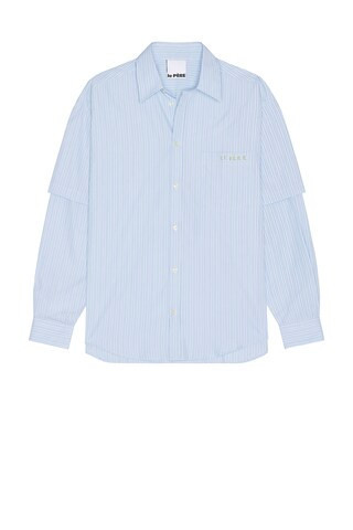 Le Père Double Sleeve Button Down in Baby Blue | FWRD 