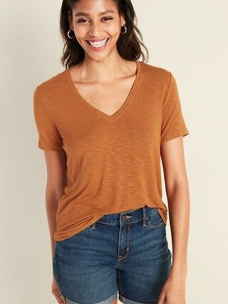 Luxe Slub-Knit V-Neck Tee for Women | Old Navy US