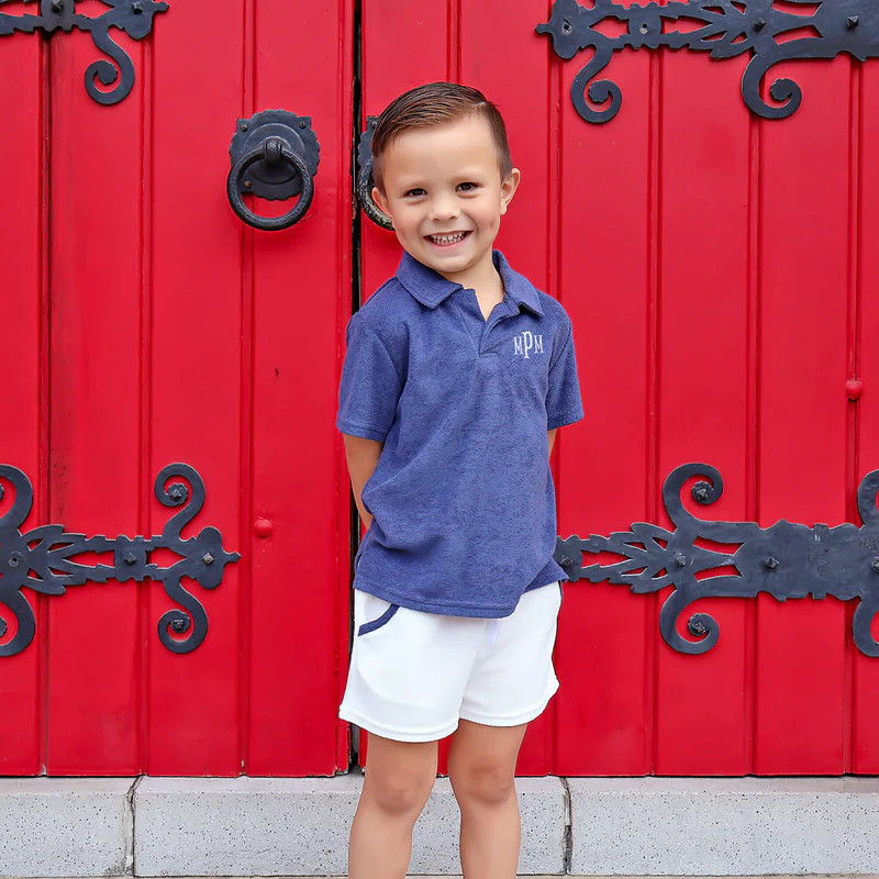 Blue Terry Polo Short Set | Classic Whimsy