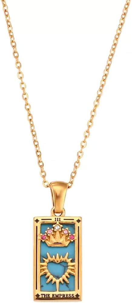 AYNN 18k Gold Plated 316L Stainless Steel Square Colorful Enamel Tarot Cards Pendant Necklace Jew... | Amazon (US)