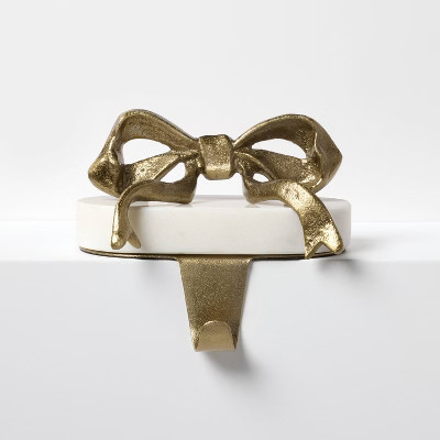 Marble and Metal Bow Christmas Stocking Holder Gold - Threshold™ designed with Studio McGee | Target