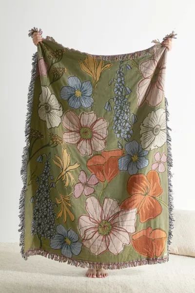 Calhoun & Co. Wild Flowers Tapestry Throw Blanket | Urban Outfitters (US and RoW)