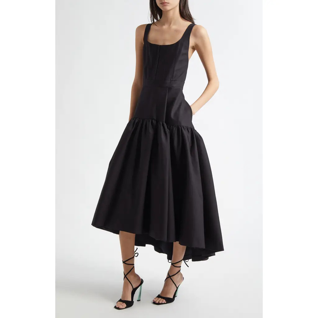 Alice + Olivia Diana High-Low Midi Dress in Black at Nordstrom, Size 2 | Nordstrom