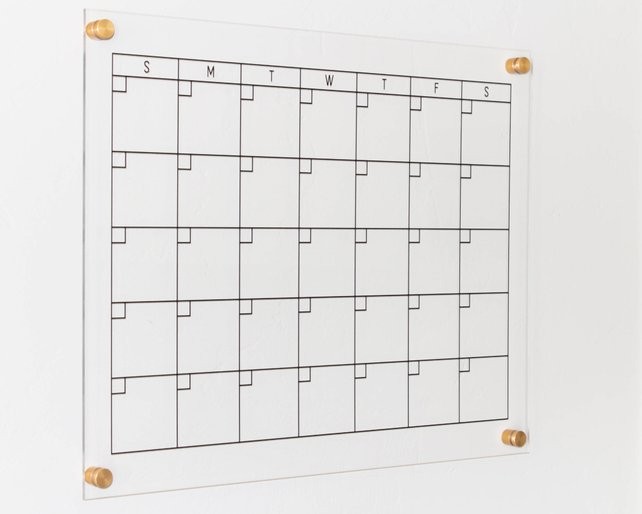 Clear Acrylic Minimalist Calendar - 23x18 Horizontal Dry Erase Calendar - family calendar, perpetual | Etsy (US)