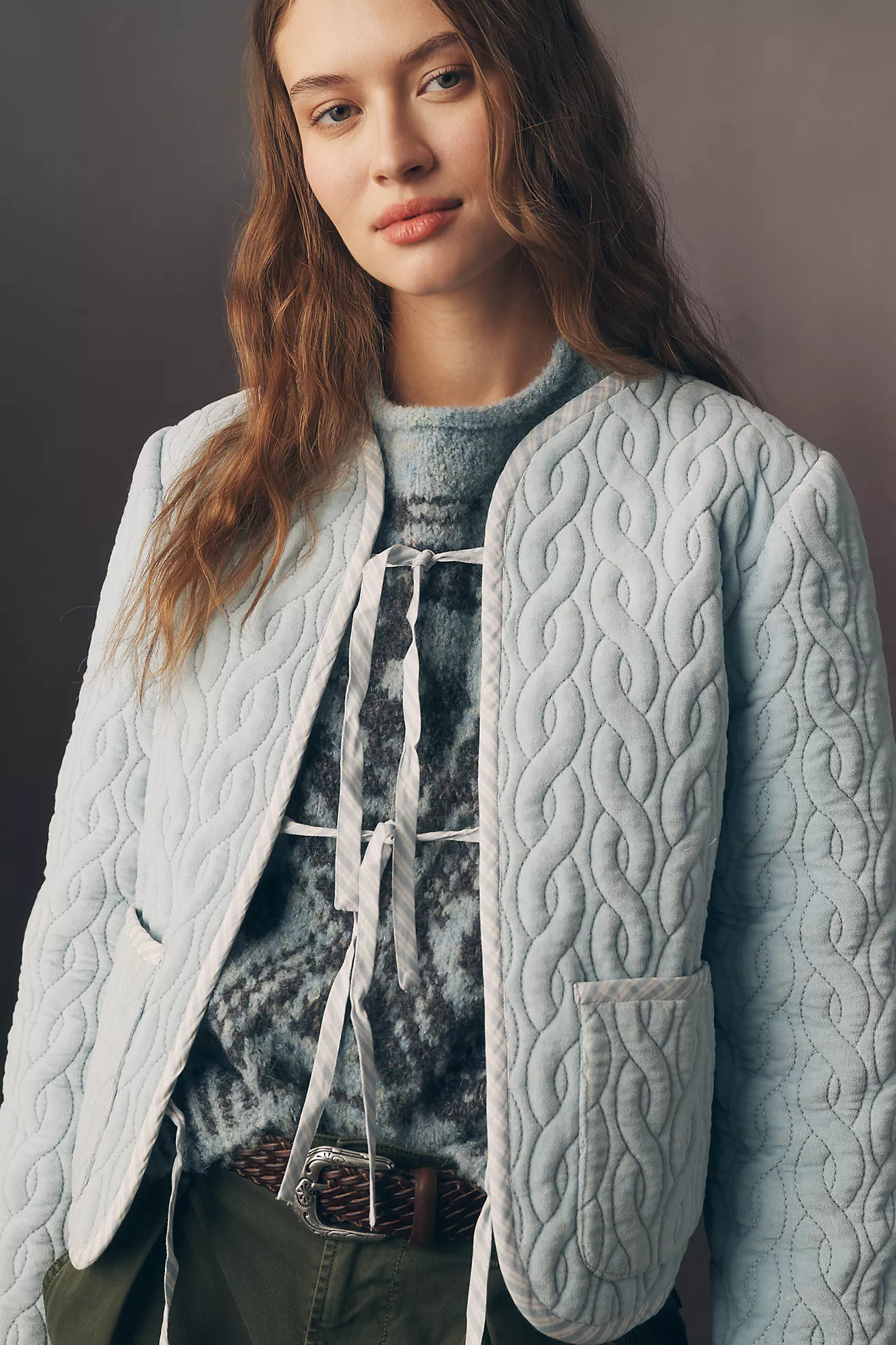 Forever That Girl Quilted Velvet Tie-Front Jacket | Anthropologie (US)