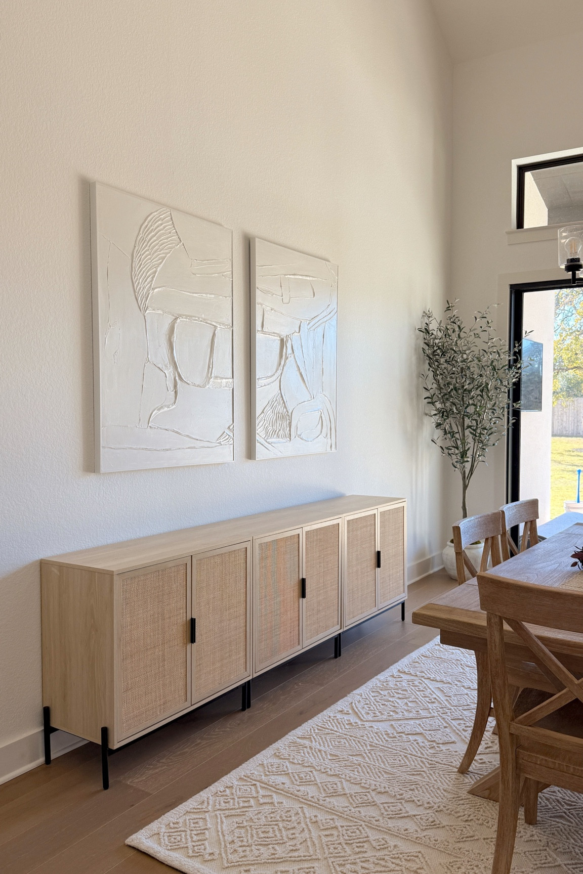 new cabinets 🫶🏼 
linking everything in our dining area, canvas + rug no longer sold so linking similars  