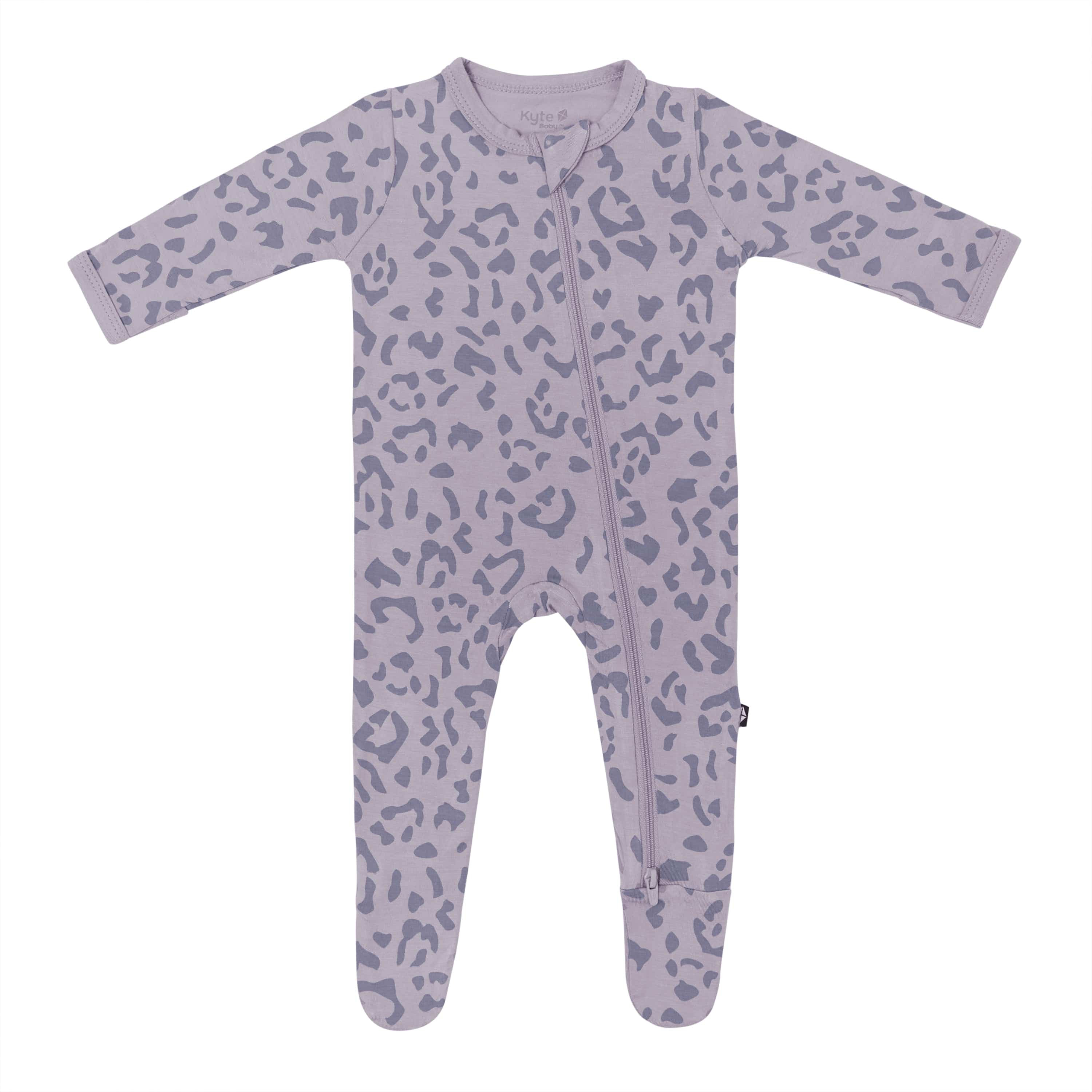 Zippered Footie in Taro Leopard | Kyte BABY