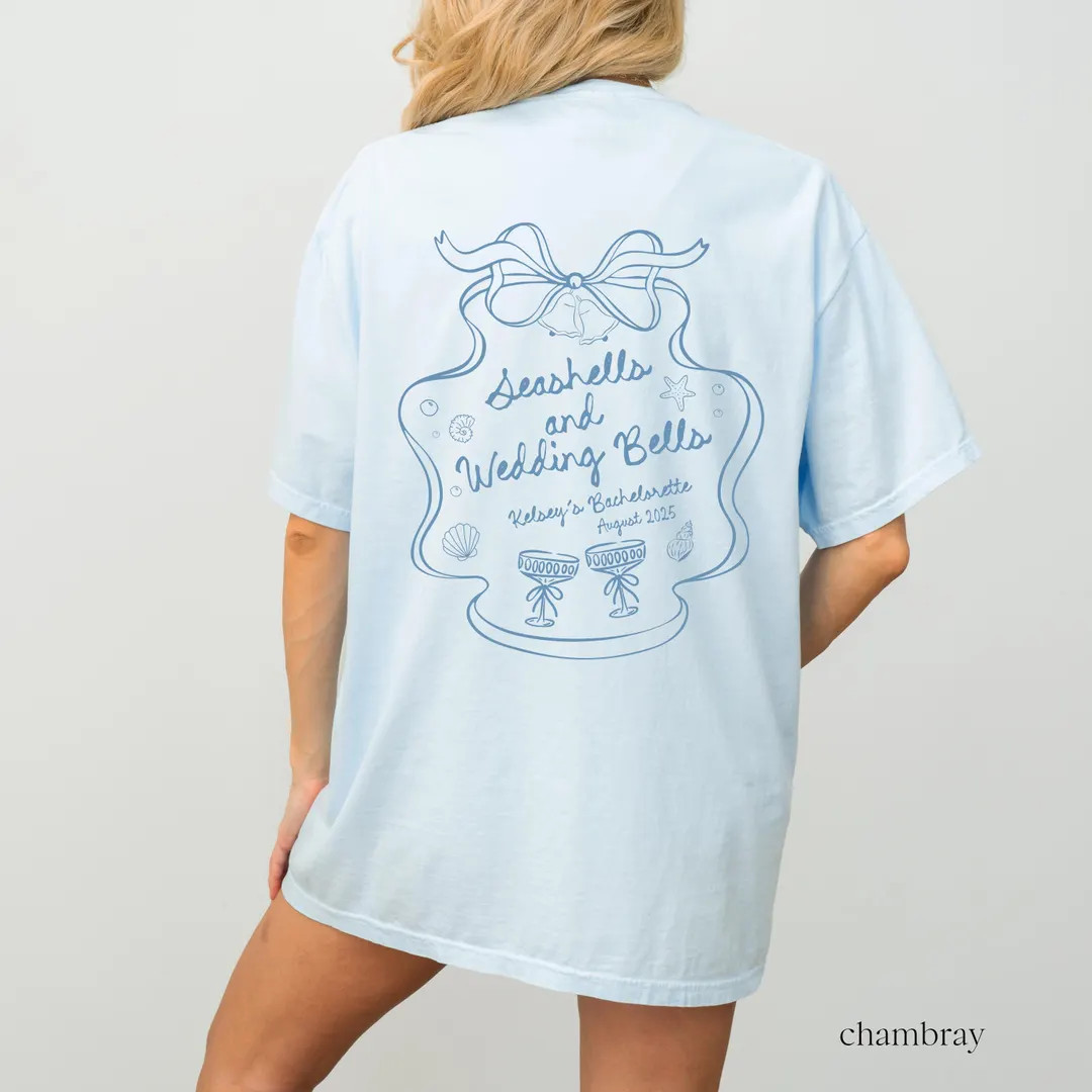 Seashells and Wedding Bells Comfort Colors Shirt, Beach Bachelorette, Custom Bachelorette Party M... | Etsy (US)