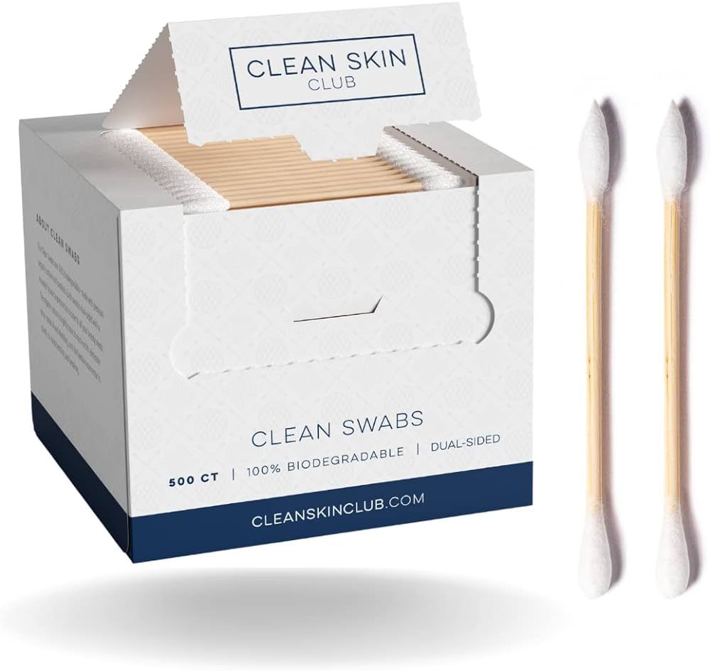 Clean Skin Club Clean Swabs | 500CT | One Pointed Tip | Biodegradable + Organic Cotton & Bamboo |... | Amazon (US)