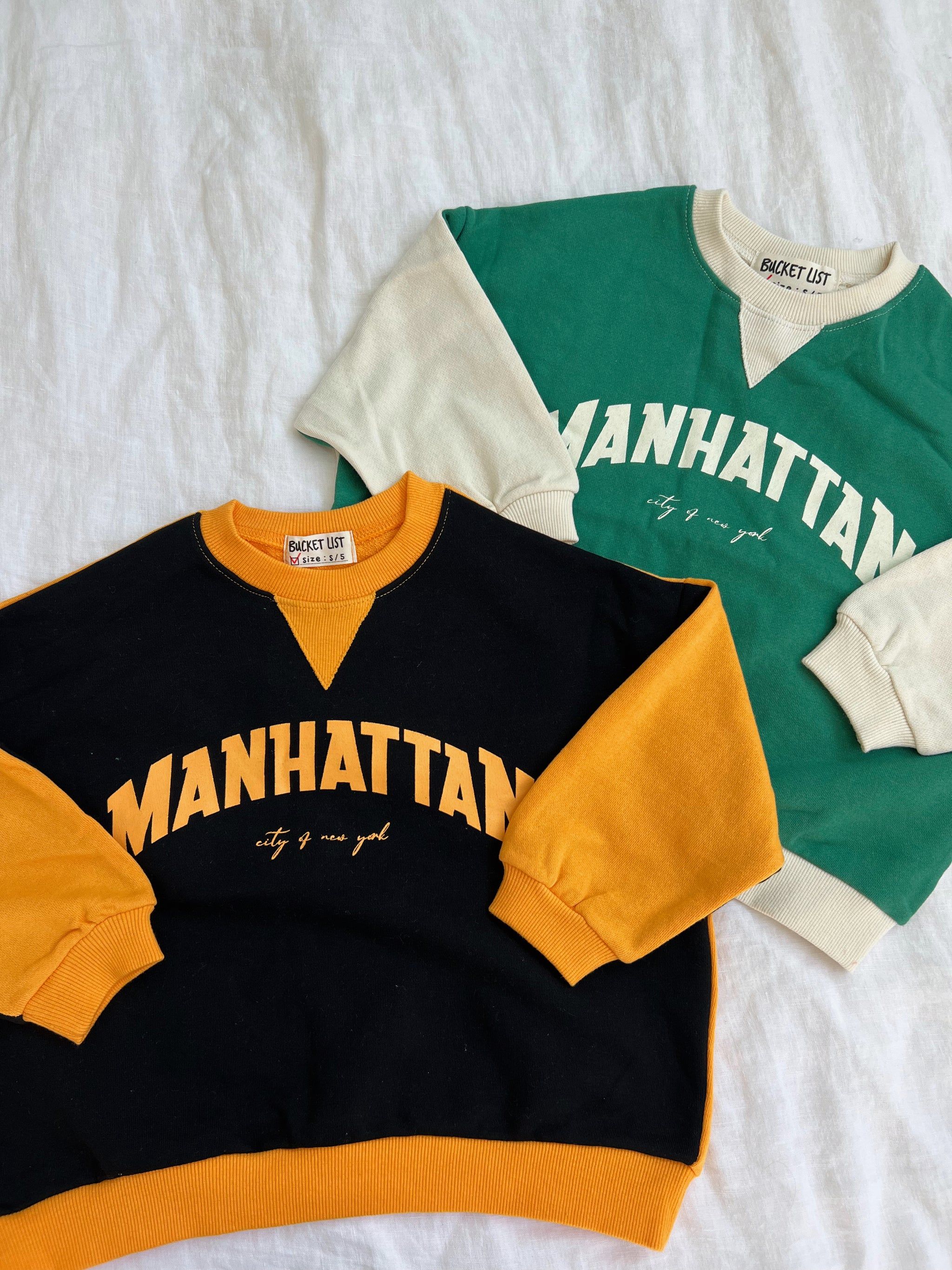 Manhattan NY sweatshirt (Black x Mustard) | Sun Peony Coconut