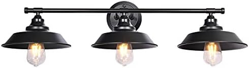 LLHZSY Farmhouse Rustic Style Vintage 3-Light Vanity Wall Sconce Lighting, Elibbren E26 Base Meta... | Amazon (US)
