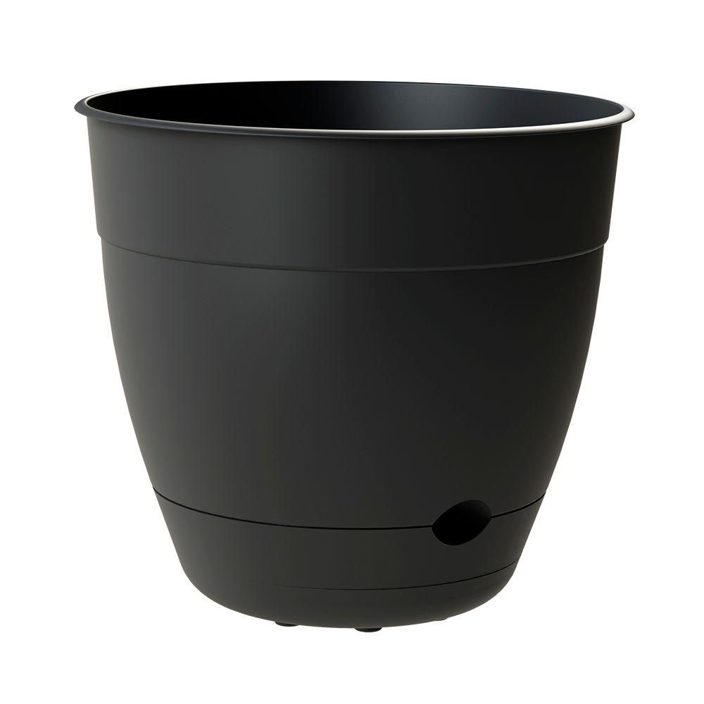 Dayton 12 in. x 10.95 in. Black Plastic Planter | The Home Depot