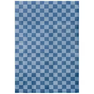 Groove 4 ft. x 6 ft. Blue/Light Blue Checkered Area Rug | The Home Depot