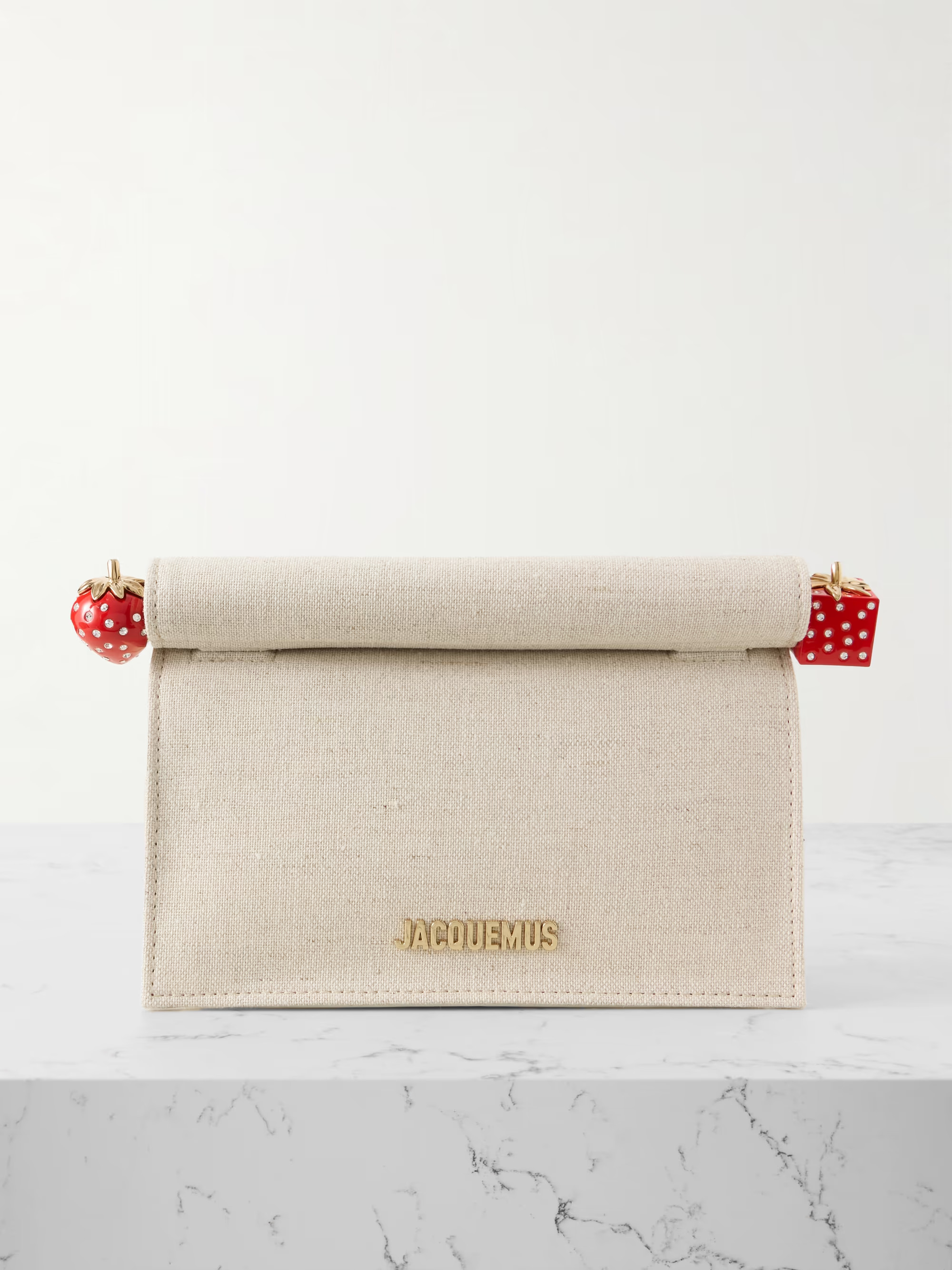 Pochette small embellished leather-trimmed canvas clutch | NET-A-PORTER (US)