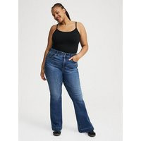 High-Rise Bombshell Rhinestone Flare Jeans in Darkblue-Denim | Torrid (US & Canada)
