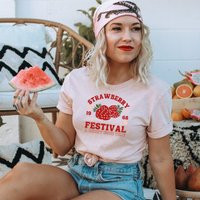 strawberry Festival T-Shirt Botanical Cottagecore Top Clothes Garden Shirt Farmers Market Fruit Berry Good | Etsy (US)