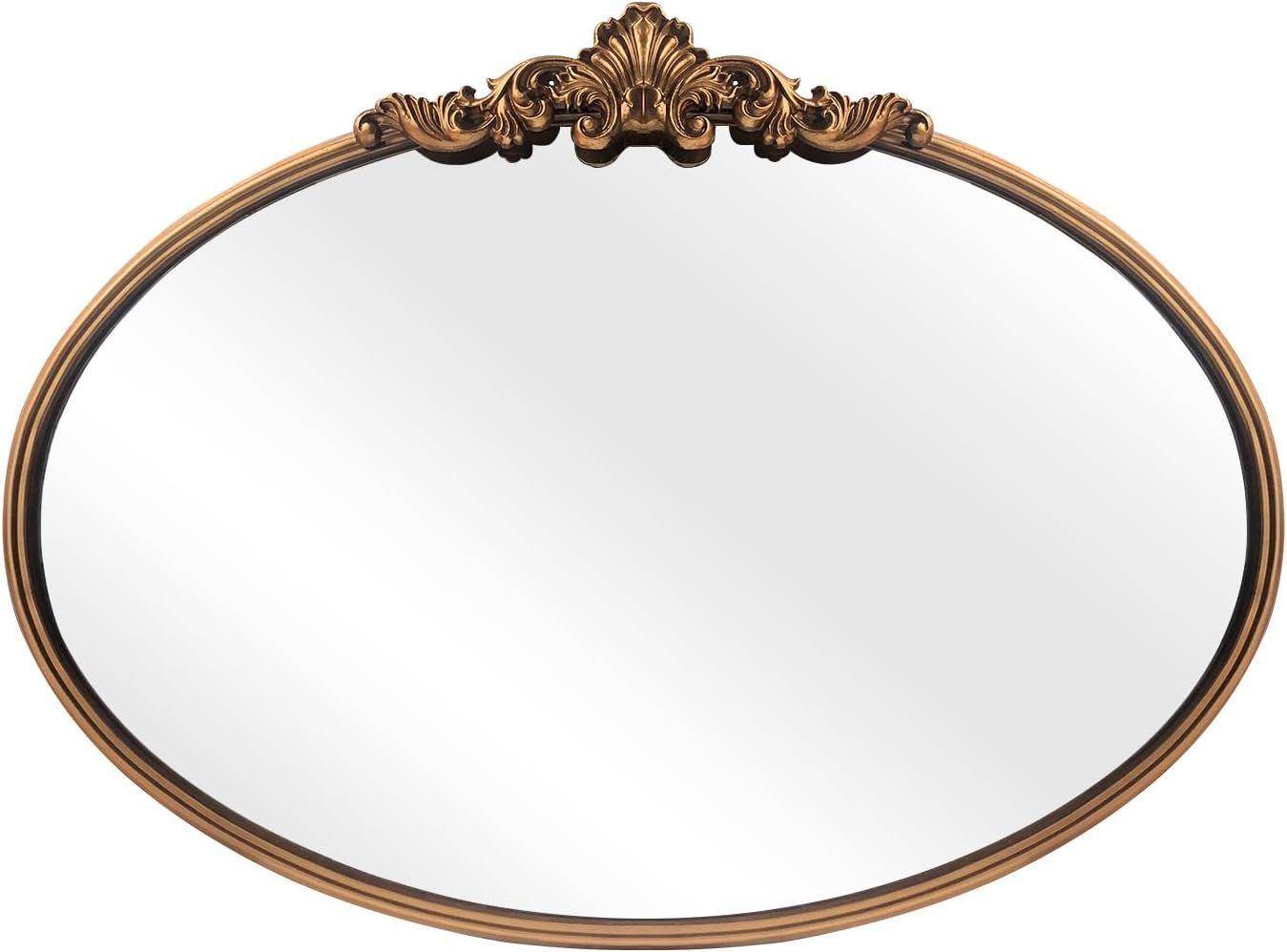 Oval Mirror,Gold Traditional Vintage Ornate Baroque Mirror,Antique Brass Mirror for Entryway/Fire... | Amazon (US)