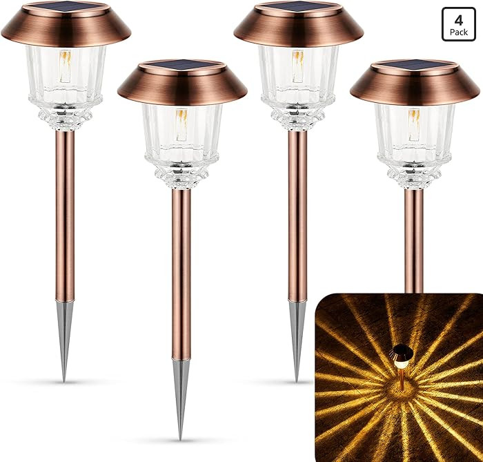 XMCOSY+ Solar Lights Outdoor Waterproof, 4 Pack Solar Lights for Outside, 10-40 LM Dimmable LED G... | Amazon (US)
