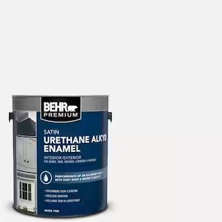 BEHR PREMIUM 1 gal. White Urethane Alkyd Satin Enamel Interior/Exterior Paint 790001 | The Home Depot