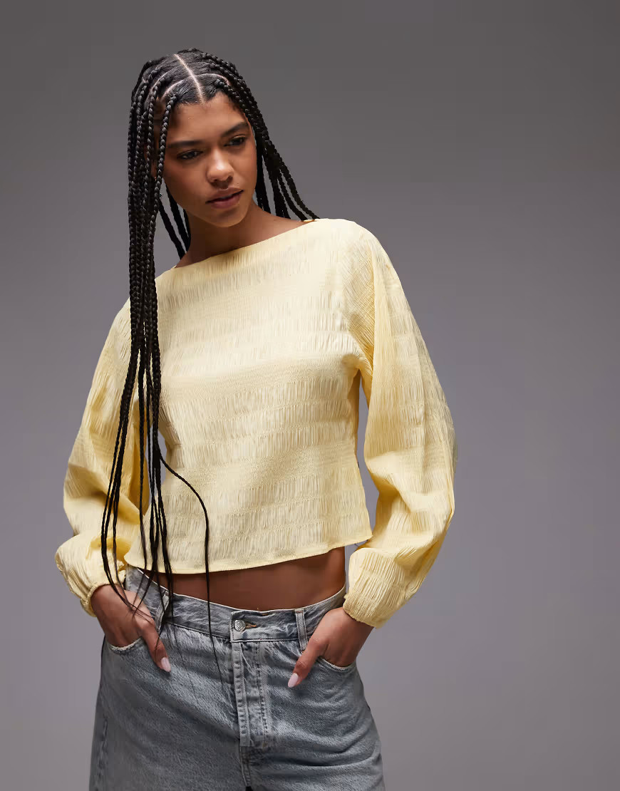 & Other Stories textured blouse in butter yellow | ASOS (Global)