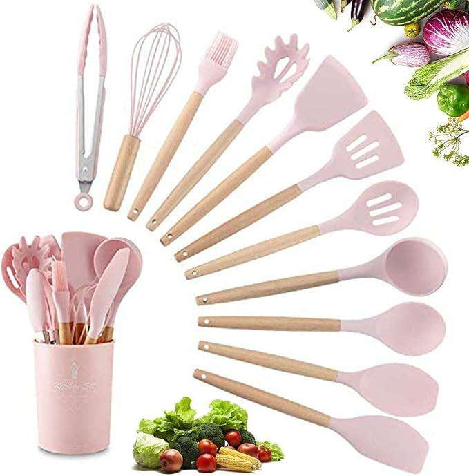 ZYYRSS Silicone Cooking Utensil Kitchen Utensils Set, 11 Pieces Silicone Kitchen Utensil Wooden H... | Amazon (CA)
