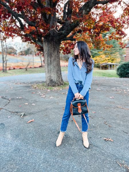 Totally loving my Sezane Gaspard Jumper Cardigan sweater knitwear. I chose the color vintage blue but there was so many options! I paired it with my Levi website straight jeans, a vintage Dooney & Bourne bag, and my target booties  

#LTKstyletip #LTKSeasonal