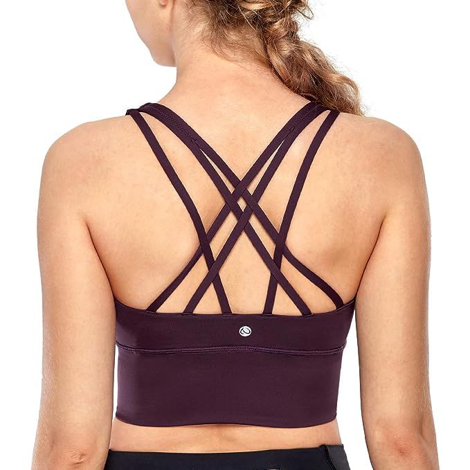 CRZ YOGA Strappy Sports Bras for Women Longline Wirefree Padded Medium Support Yoga Bra Top | Amazon (US)