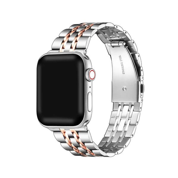 Rainey Bi-Color Stainless Steel Link Replacement Band for Apple Watch | Posh Tech