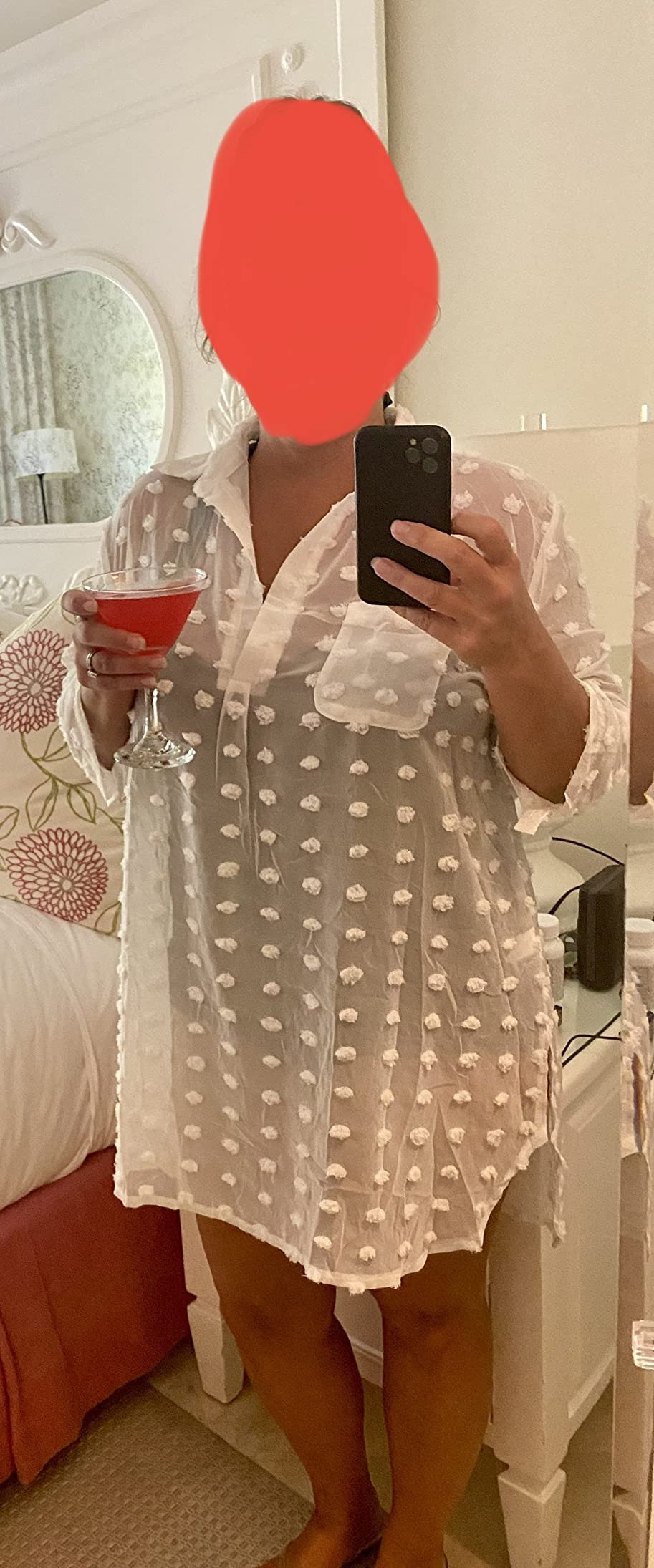 Ekouaer Women's Swimsuit Beach Cover Ups Shirt Chiffon Bikini Bathing Suit Swiss Dot Beach Shirt ... | Amazon (US)