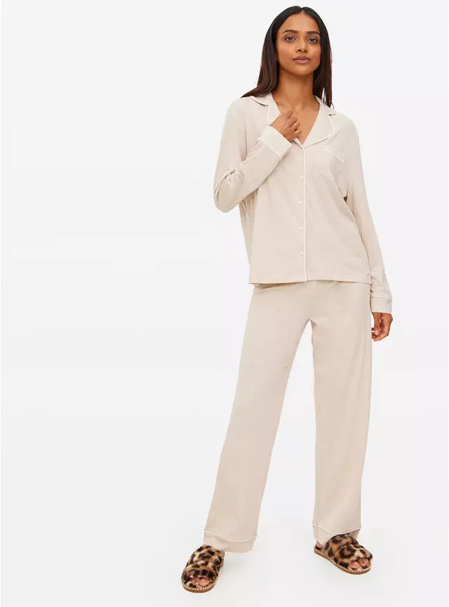 Oatmeal Modal Blend Traditional Pyjamas L | Tu Clothing