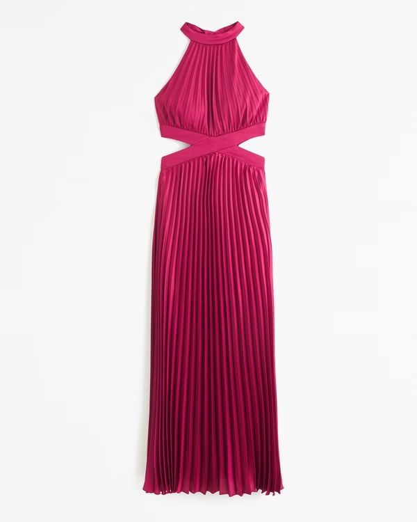 The A&F Giselle High-Neck Pleated Cutout Maxi Dress | Abercrombie & Fitch (US)