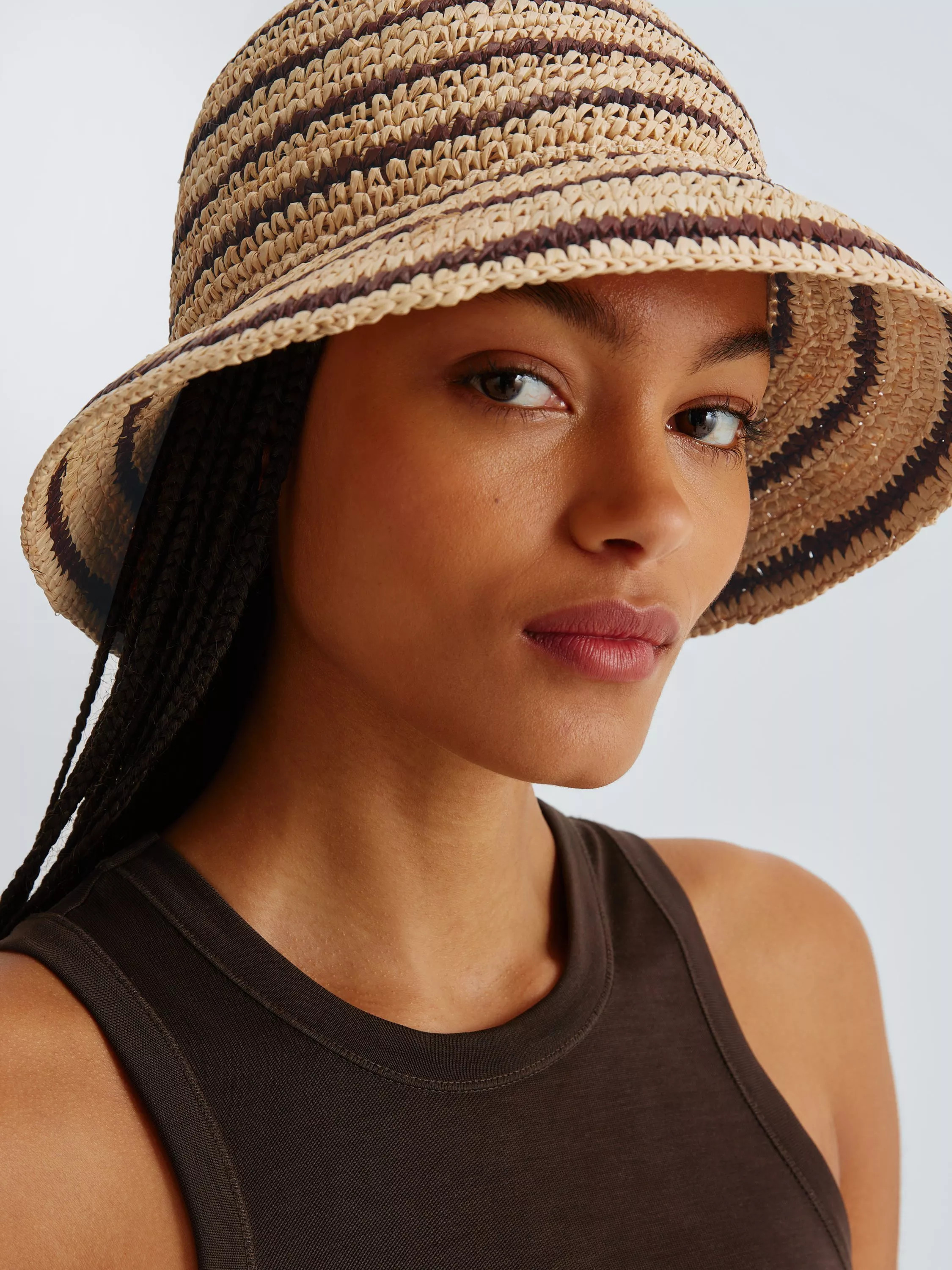 John Lewis Stripe Raffia Bucket Hat, Multi | John Lewis (UK)