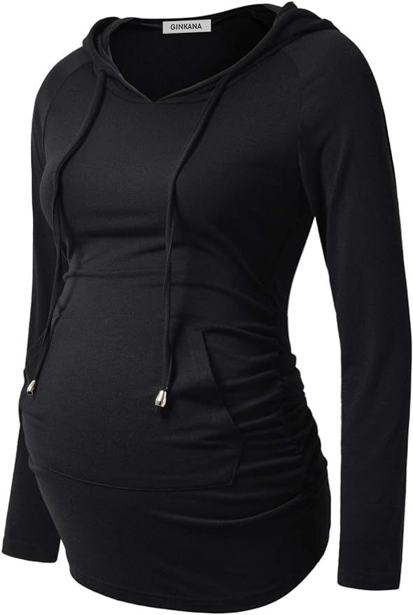 GINKANA Maternity Hoodie Long Sleeves Shirts Casual Maternity Top Pregnancy Sweatshirt Casual Clo... | Amazon (US)