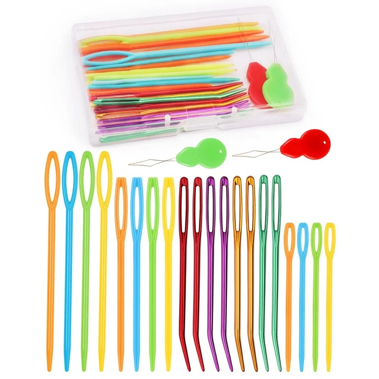 Genreen 23 Pcs Yarn Needles Set, Including Crochet Needles for Yarn, Plastic Large Eye Sewing Nee... | Walmart (US)