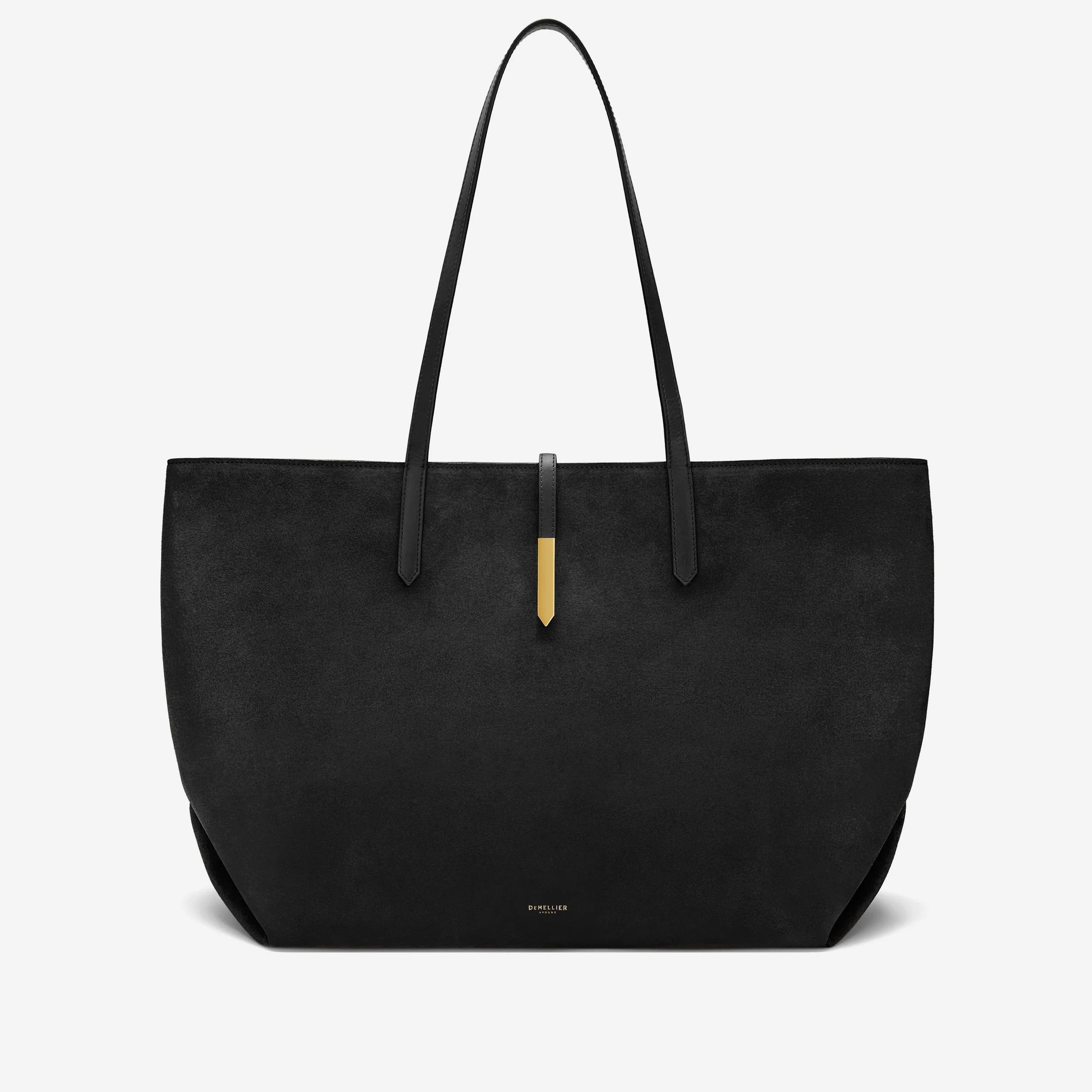 The Large Tokyo Tote | Black Suede & Black Smooth | DeMellier | DeMellier