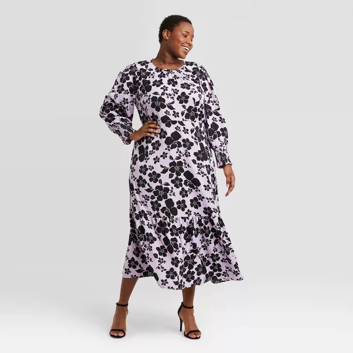 Women's Paisley Print Puff Long Sleeve Dress - Who What Wear™ | Target