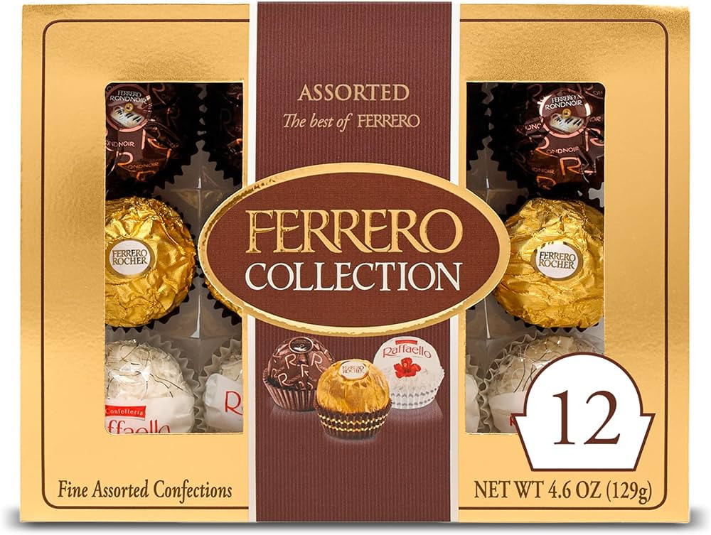 Ferrero Collection, 12 Count, Premium Gourmet Assorted Hazelnut Milk Chocolate, Dark Chocolate An... | Amazon (US)