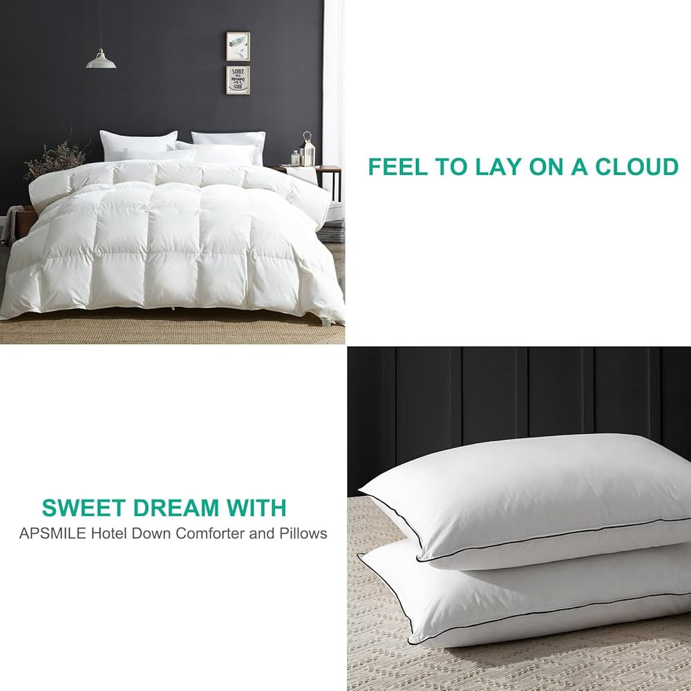 APSMILE Organic Down Comforter King Size with Hotel Collection Feather Down Pillows King Size Set... | Amazon (US)