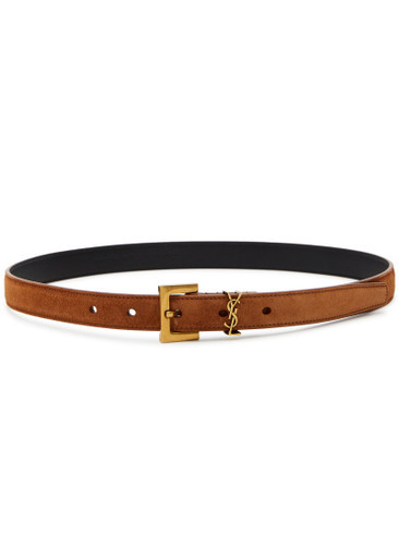 2CM SUEDE LOGO BELT_965009_BRWN | Harvey Nichols
