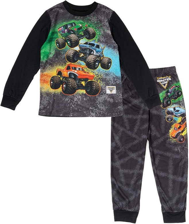 Monster Jam Pullover Pajama Shirt and Pants Sleep Set Toddler to Little Kid Grave Digger El Toro ... | Amazon (US)
